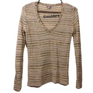 J. Jill Twilightcore Green Striped Loose Knit XS Sweater